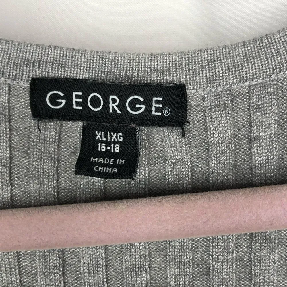 George womens gray ribbed sweater szXL